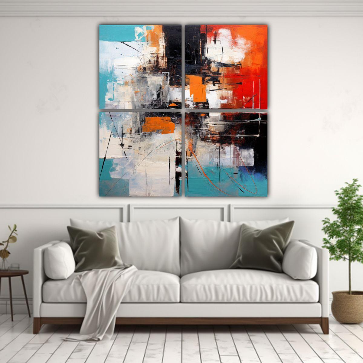4 Pinturas Decorativas De Arte Contemporáneo 40x40 Cm-2