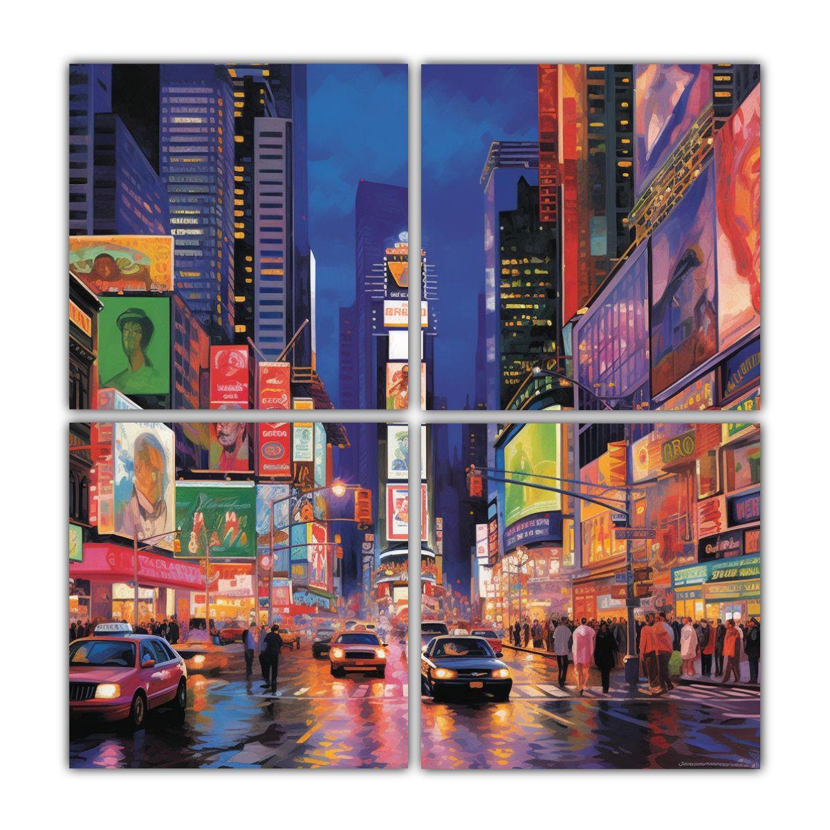 Paisaje Urbano Atardecer Vista Ciudad Decoración 60x60 Cm-0