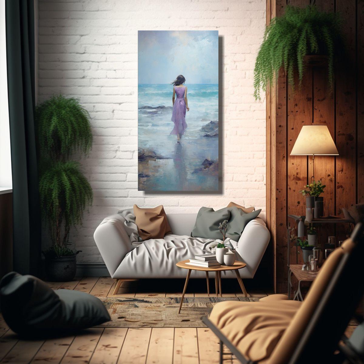 Cuadro De Dibujo Para Cocina Con Acuarela Morada, 60x120 Cm-2