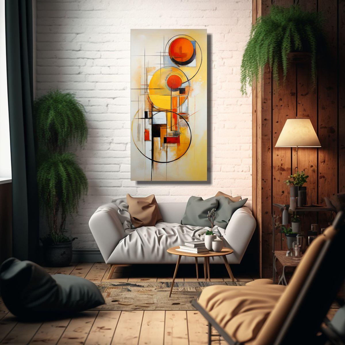 Cuadro Abstracto Pastel Perspectiva Líneas Finas 80x160cm-2