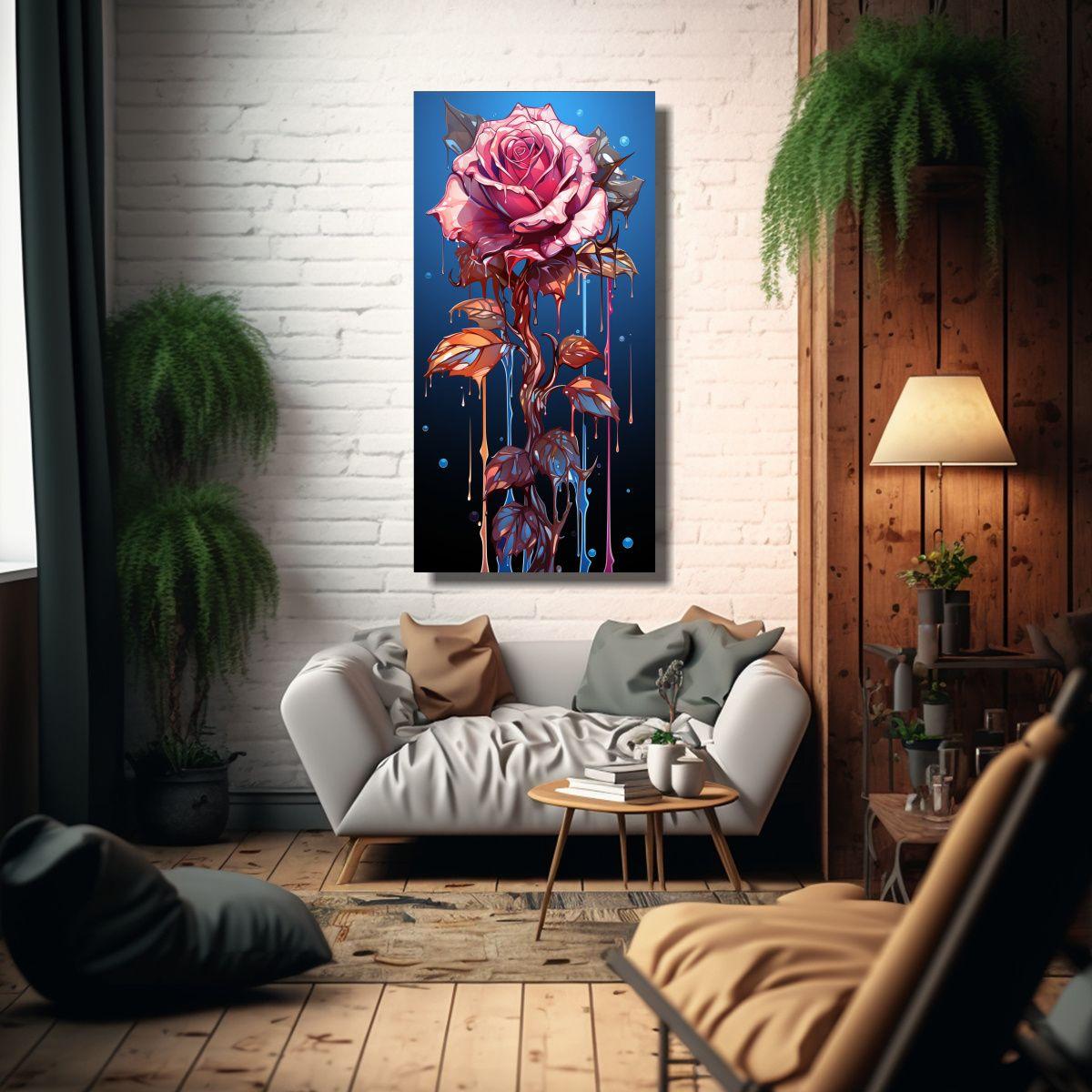 Cuadro Horizontal Mágico Lienzo De Goteo Cian 80x160cm-2