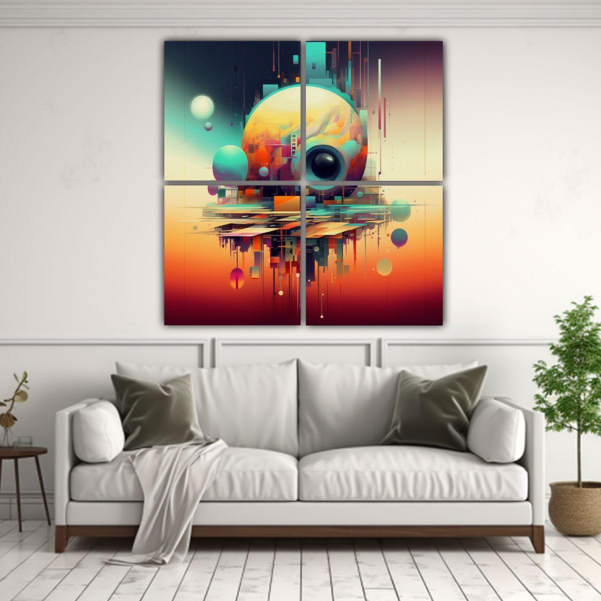 4 Cuadros De Arte Luminoso En Lienzo 60x60 Cm-2