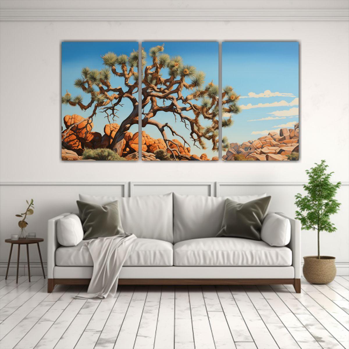 Set 3 Cuadros Impactantes De Lienzo Tela Árbol 240x120 Cm-2