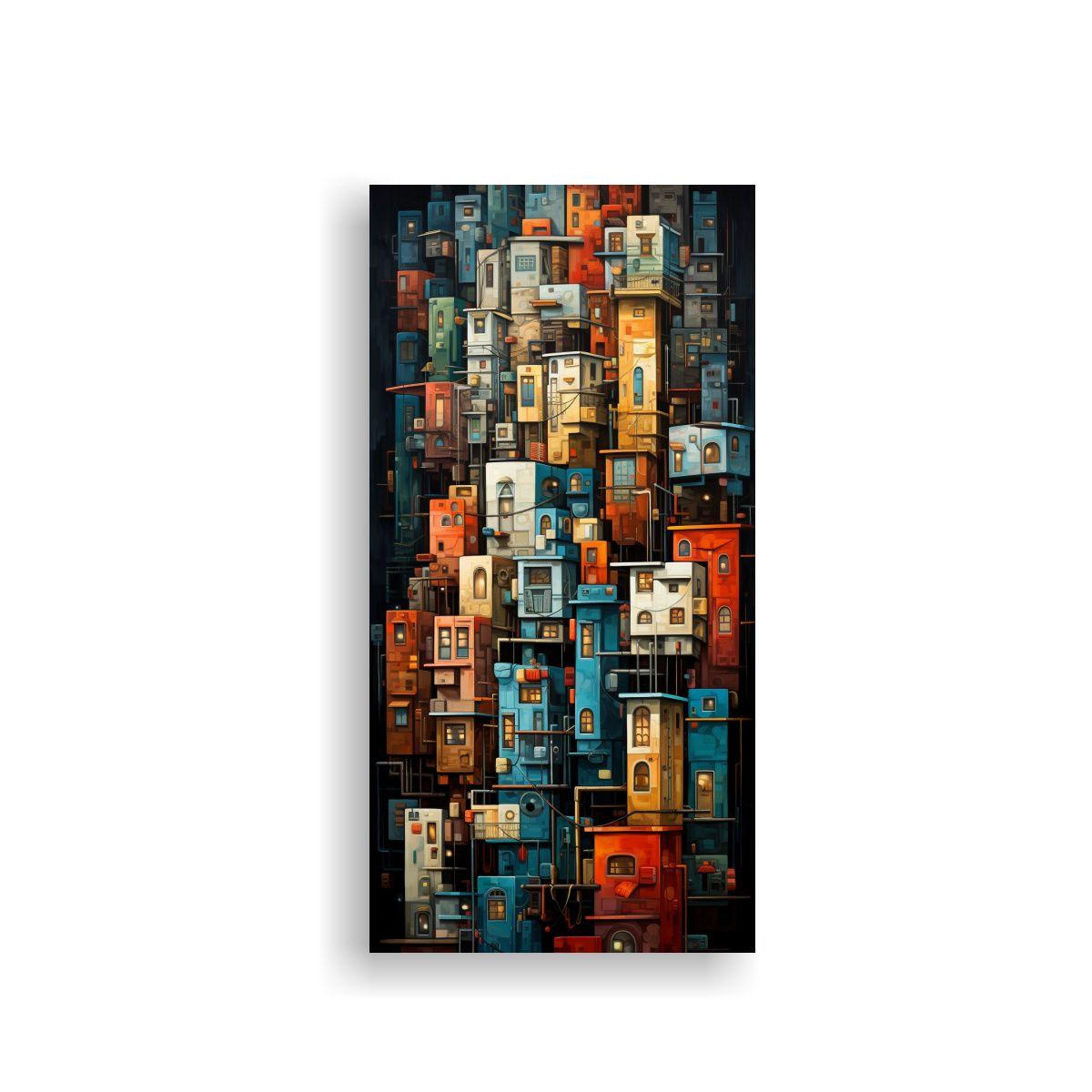 Cuadros Abstractos Combinación Colores Ciudades 70x140cm-0
