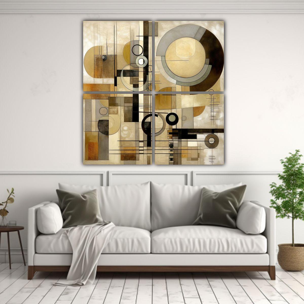 Cuadro Abstracto Regalo Líneas Finas Colores 160x160 Cm-2