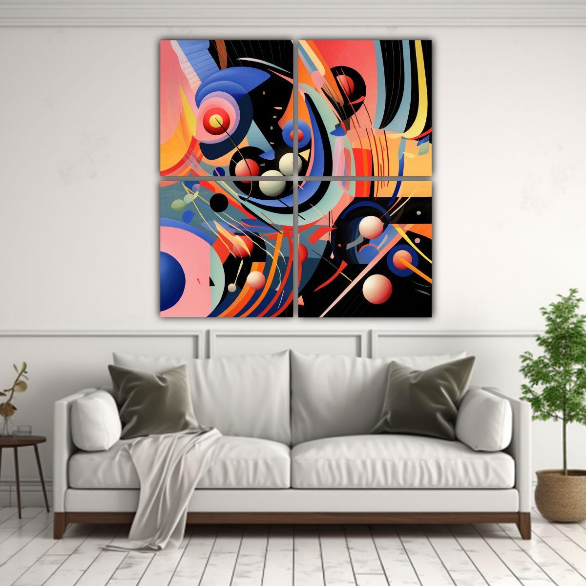 Cuatro Lienzos Tela Impreso Belleza Abstracto 160x160 Cm-2