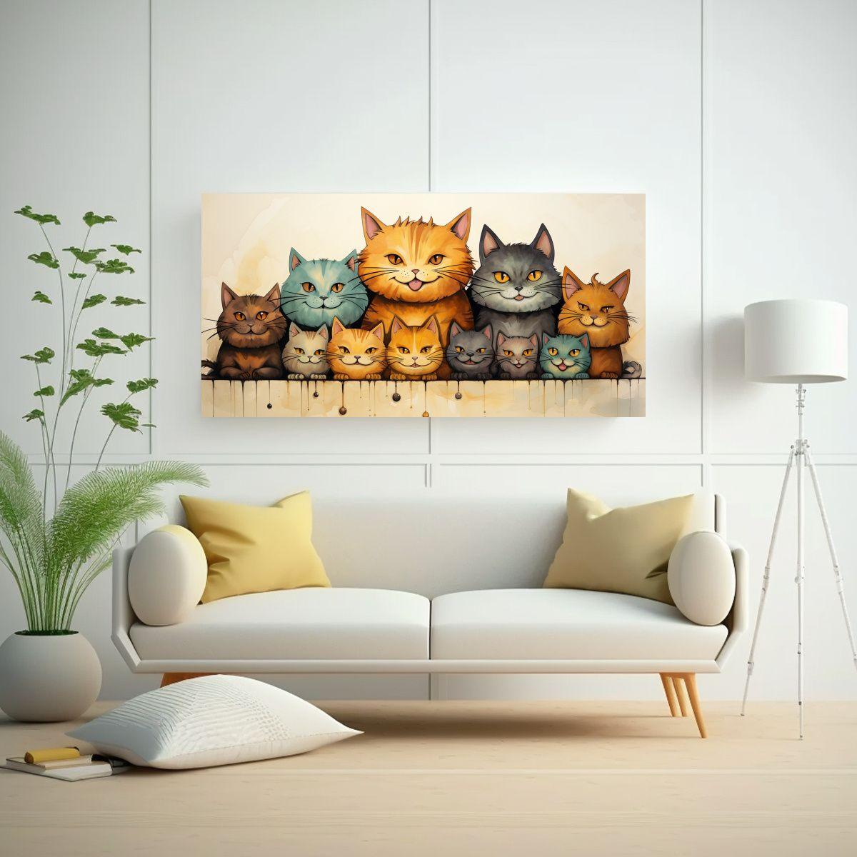 Cuadros De Decoración Con Gatos Negros Perched 120x60cm-2