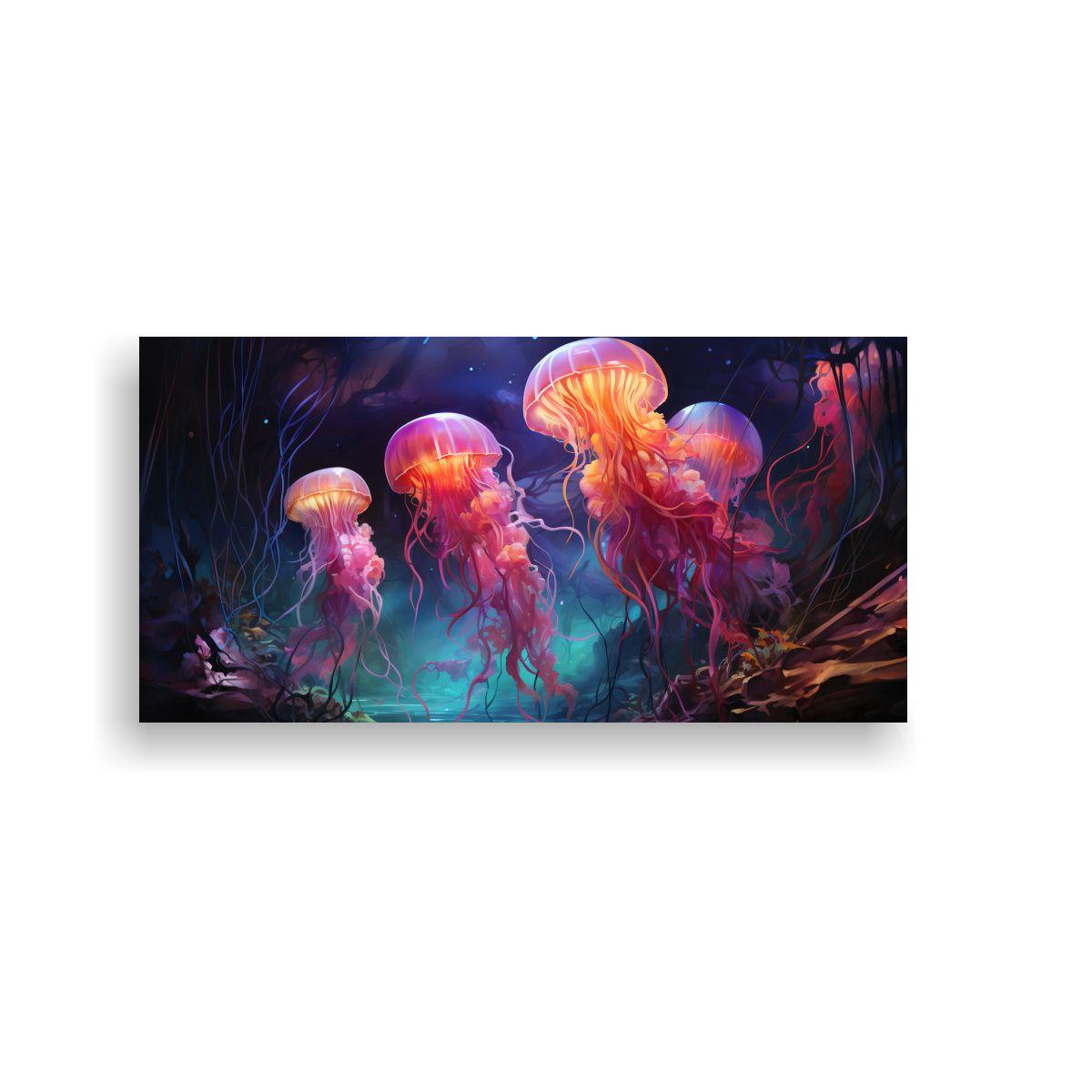 Pintura Abstracta Alegre De Una Medusa En Estilo 100x50cm-0
