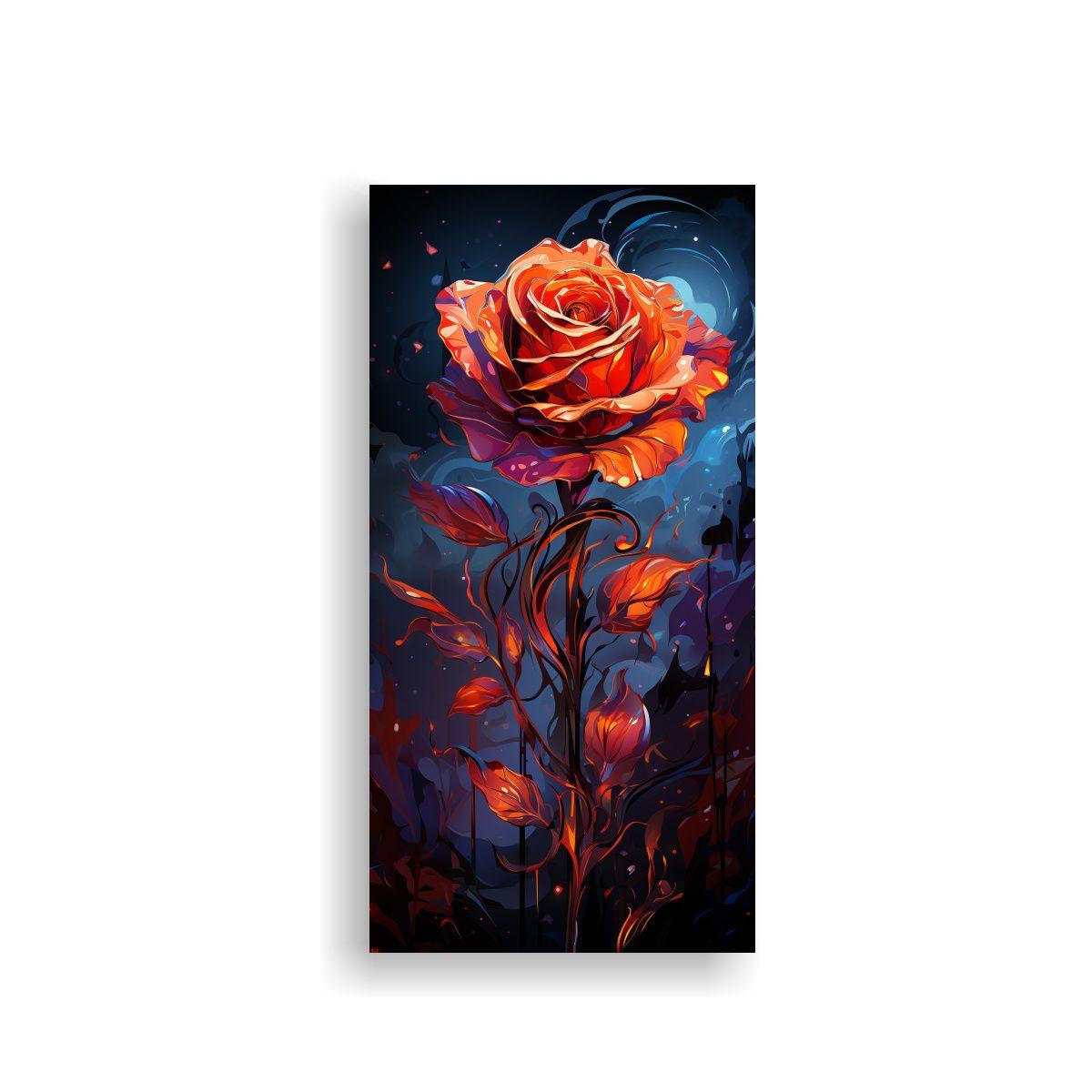 Cuadro Abstracto Multicolor De Una Rosa Que 20x40 Cm-0