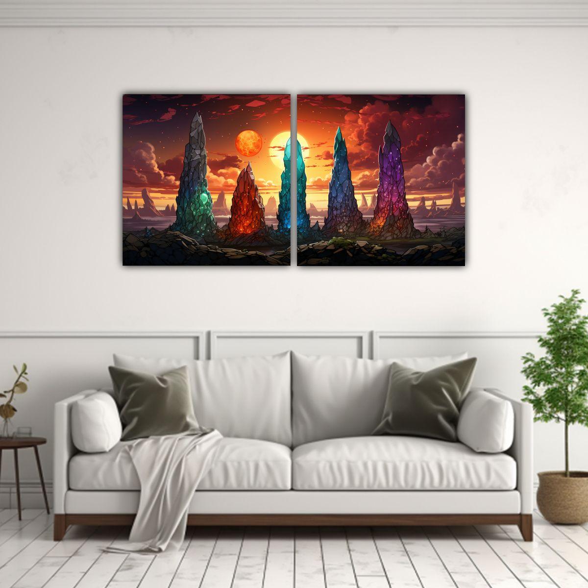 Conjunto 2 Telas En Bastidor Decoración Estilo 120x60 Cm-2