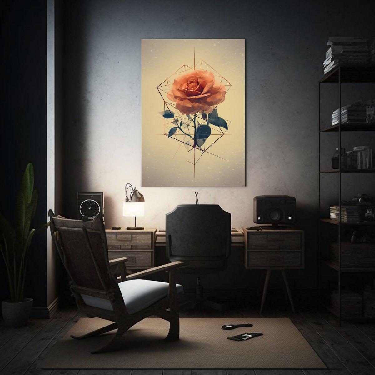 Arte Tema Dimensiones Con Rosas Abstractas En 40x60cm-2