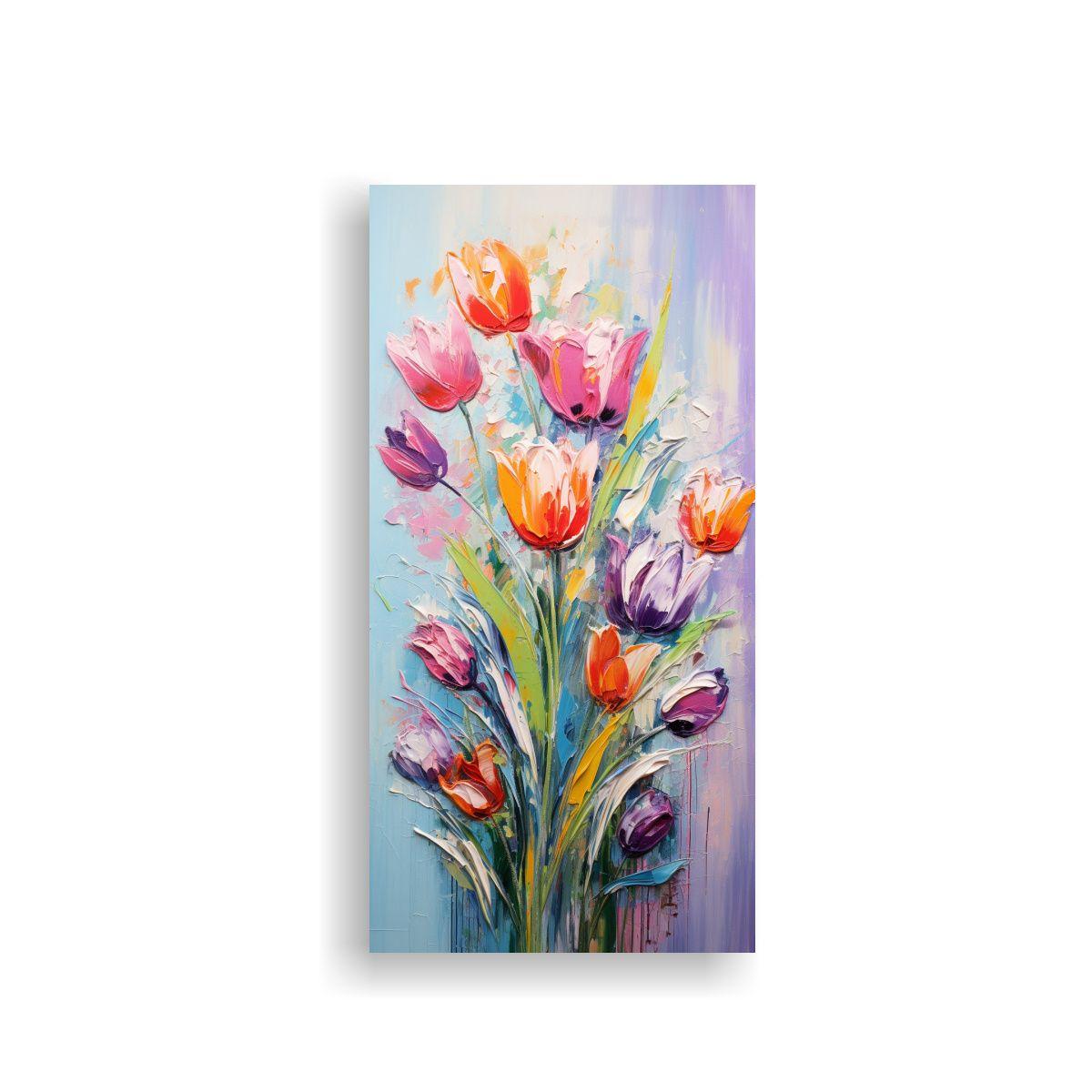 Lienzo De Tela Inspiración Original De Tulipanes 20x40cm-0
