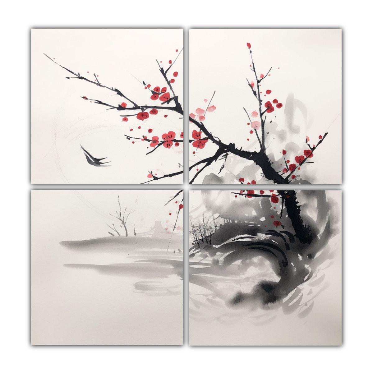 4 Lienzos De Tela Composición Combinación 200x200 Cm-0