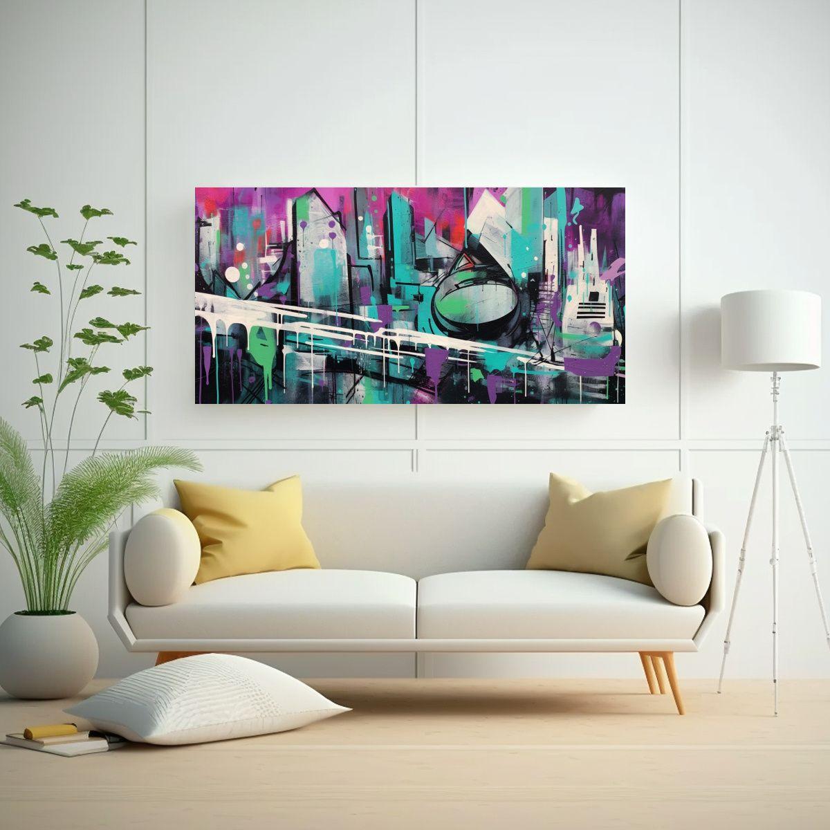Cuadro En Bastidor Expresión Urbana Abstracta 160x80cm-2