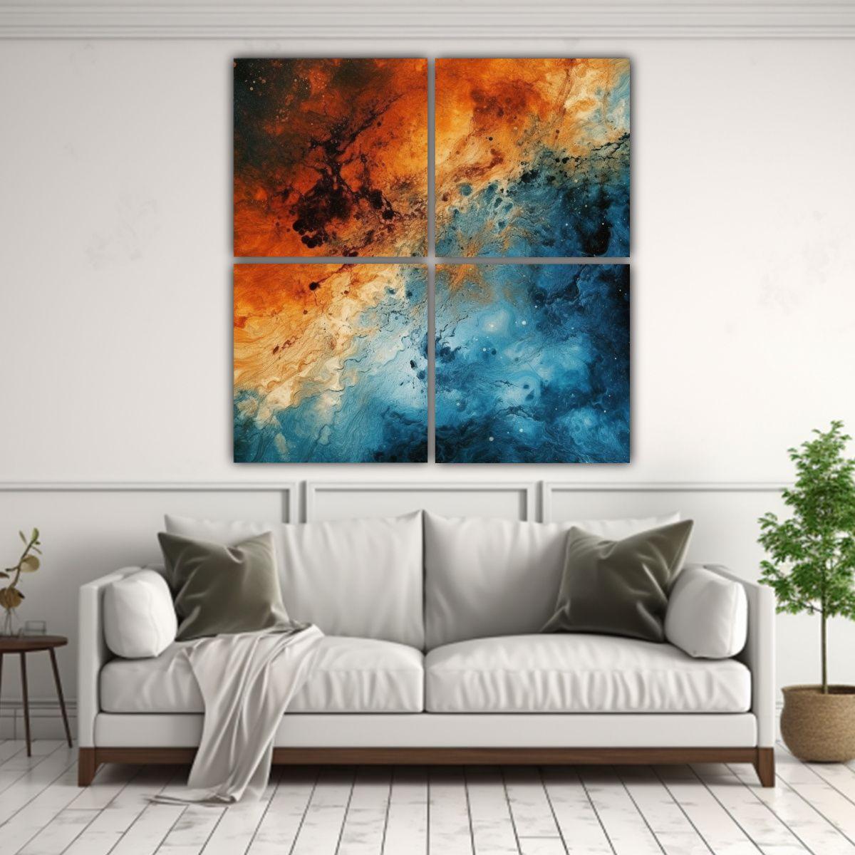 Cuadro Abstracto De Pared Inspirado En El Espacio 140x140 Cm-2