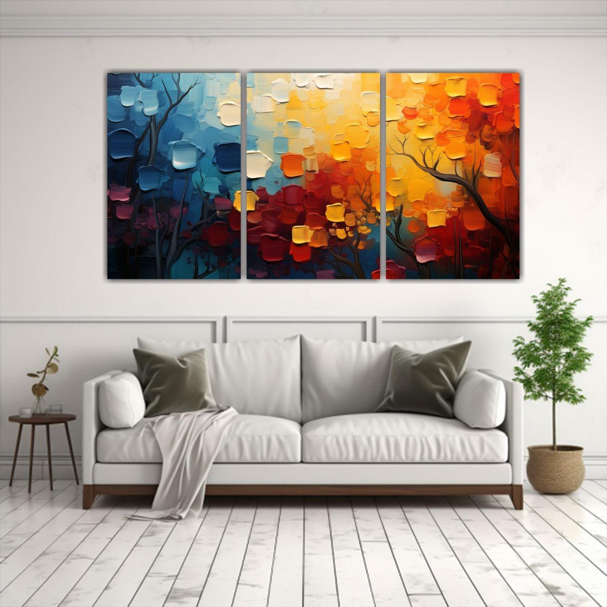 Pinturas Decorativas Abstractas Tríptico 120x60 Cm-2
