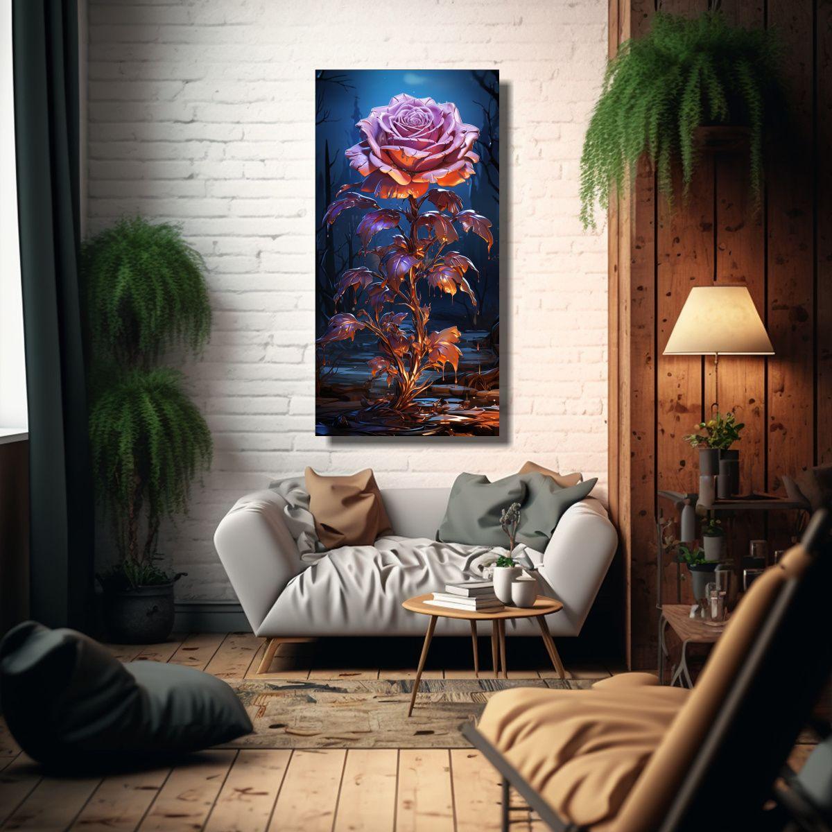 Pintura Decorativa Inspiración Urbana Con Rosa 20x40cm-2