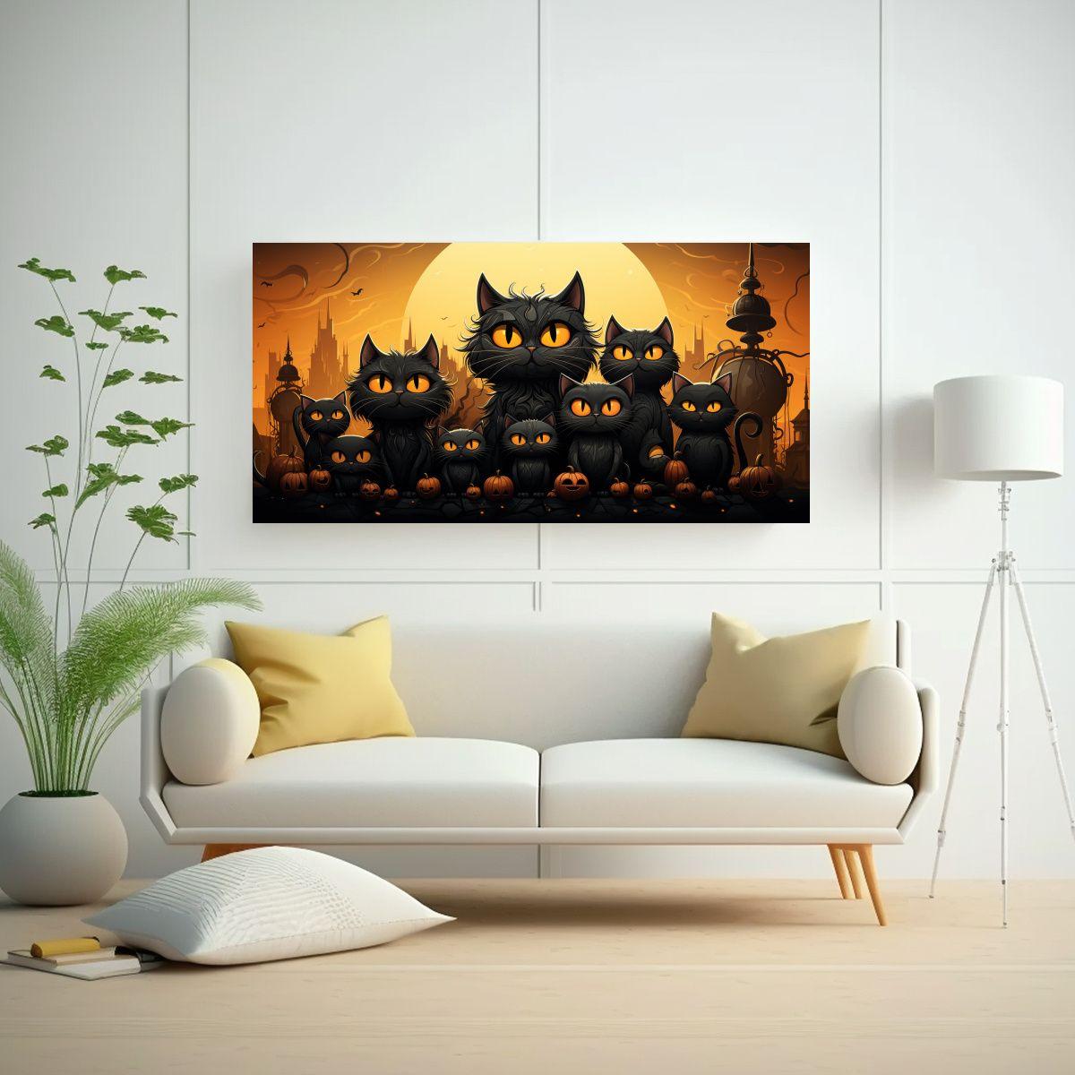 Cuadro Composición Surrealista Gato Negro 40x20cm-2