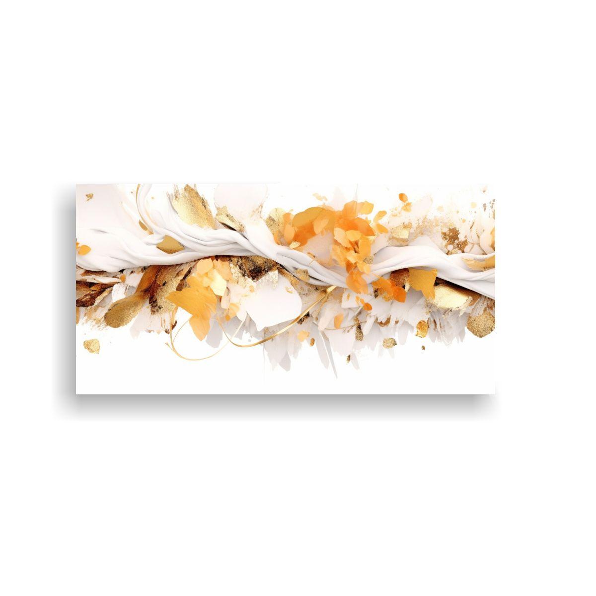 Cuadro Abstracto Resistente Blanco Y Dorado, Arte 80x40cm-0