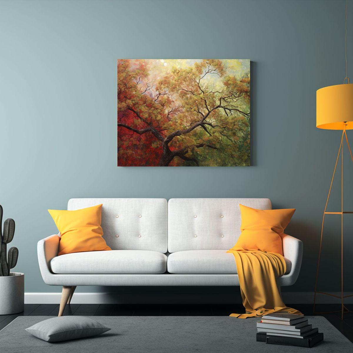 Pintura Abstracta Detallada Estilo óleo De árbol En Bosque 45x30cm-2