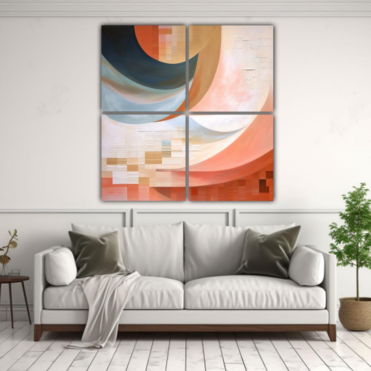 Cuadro Pared Dibujo Abstracto Geométrico 80x80 Cm-2