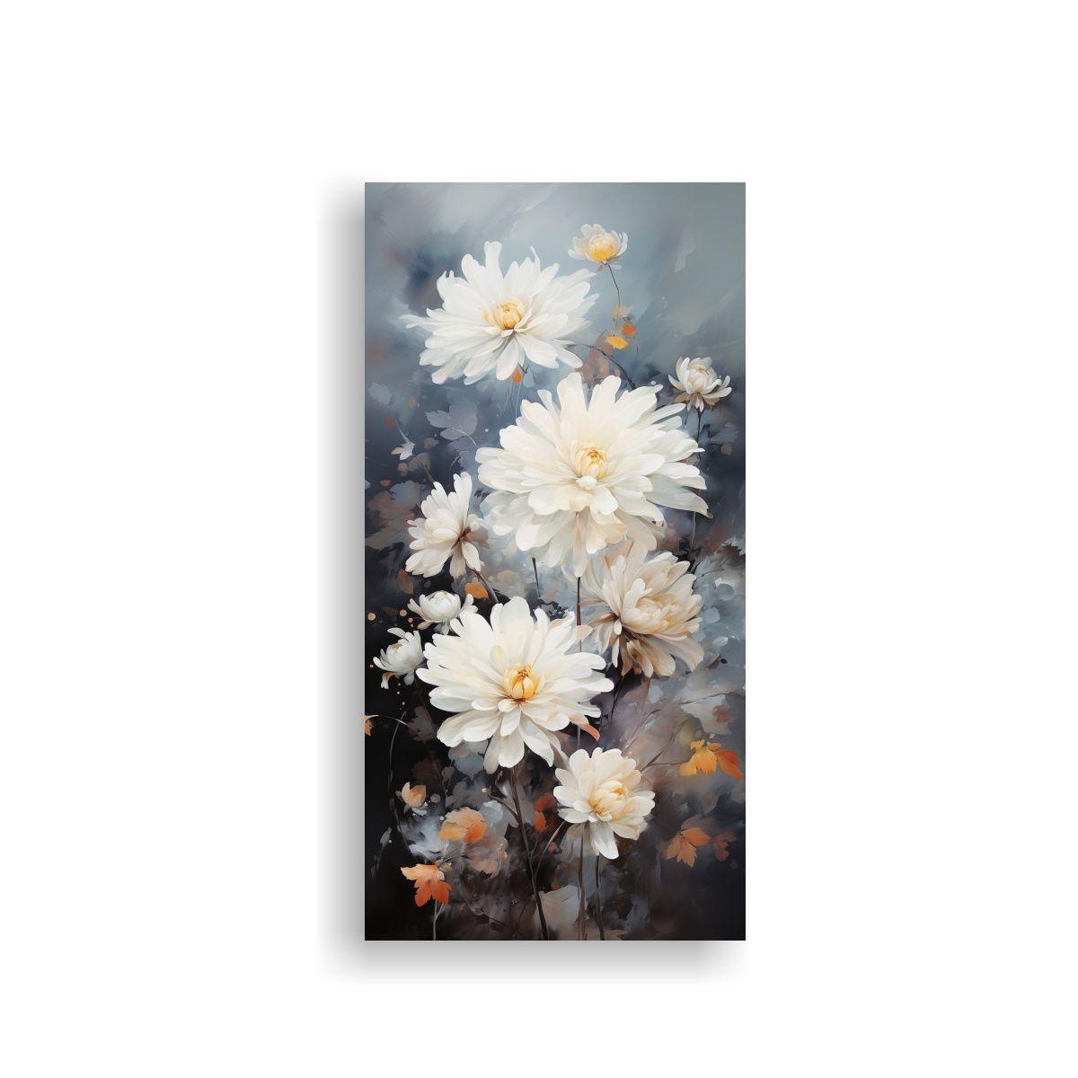 Pintura Abstracta De Flores De Crisantemos En 50x100cm-0