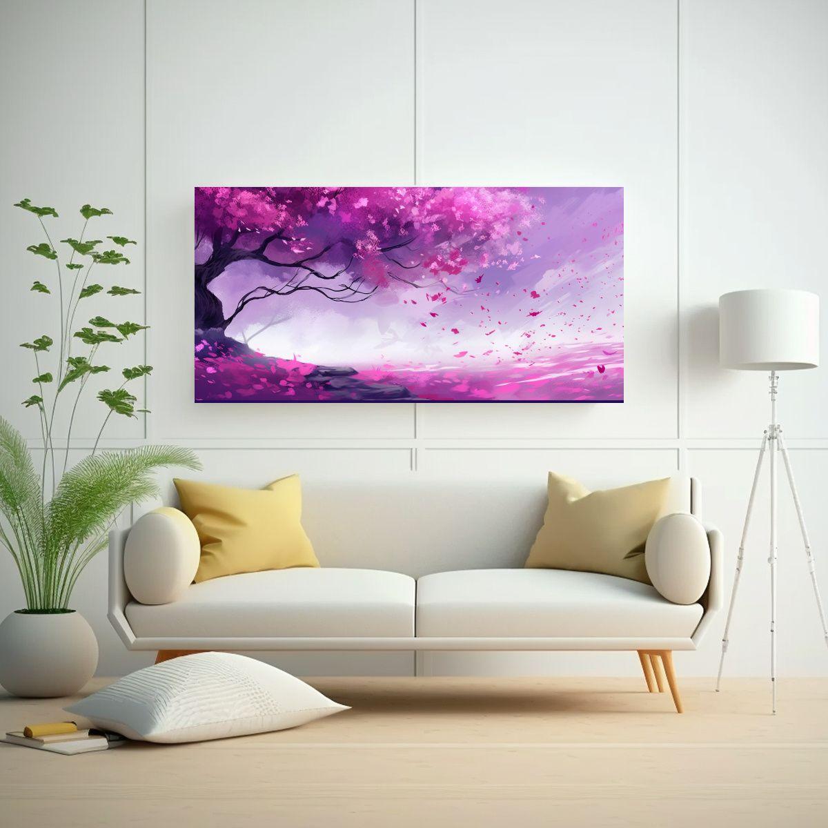 Cuadro Abstracto Morado, Invoca La Primavera. 100x50cm-2