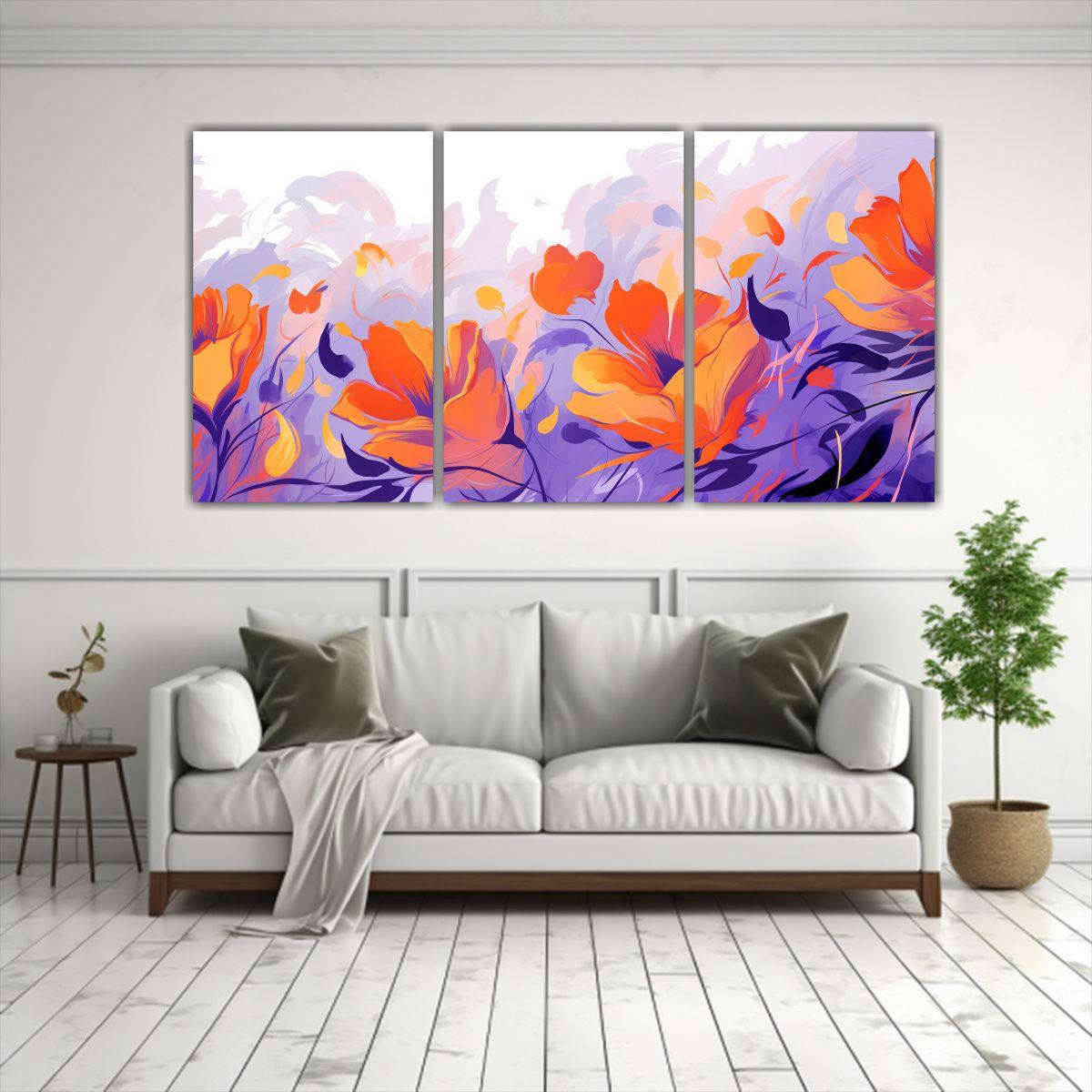 Cuadros Creativa Composición Púrpura Y Naranja 240x120 Cm-2