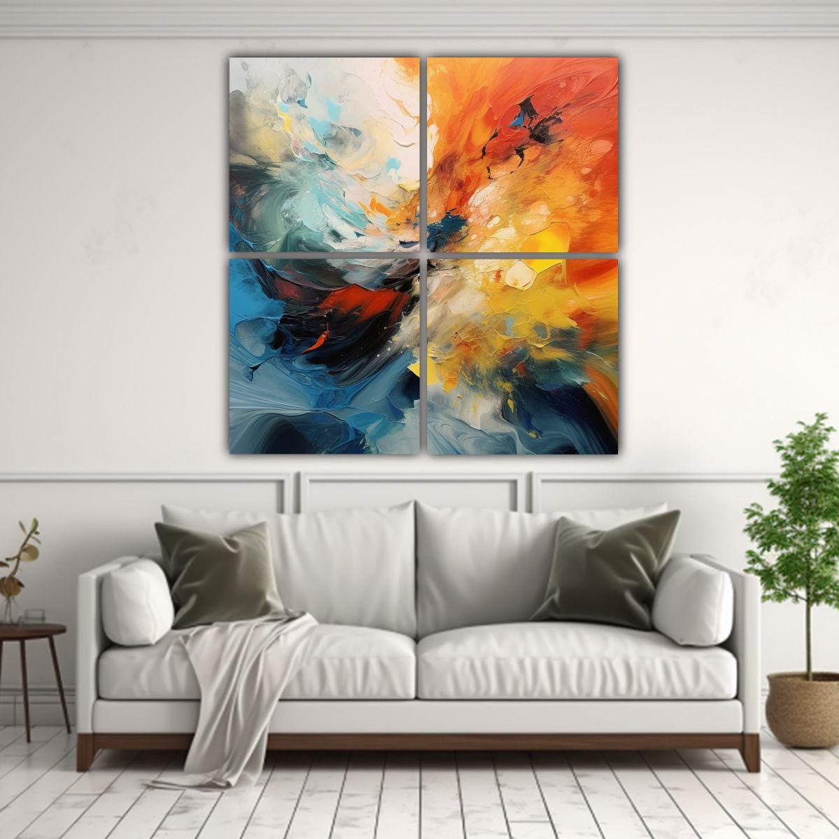 Cuadro Abstracto De Estilo Armonía Cromática En 160x160 Cm-2