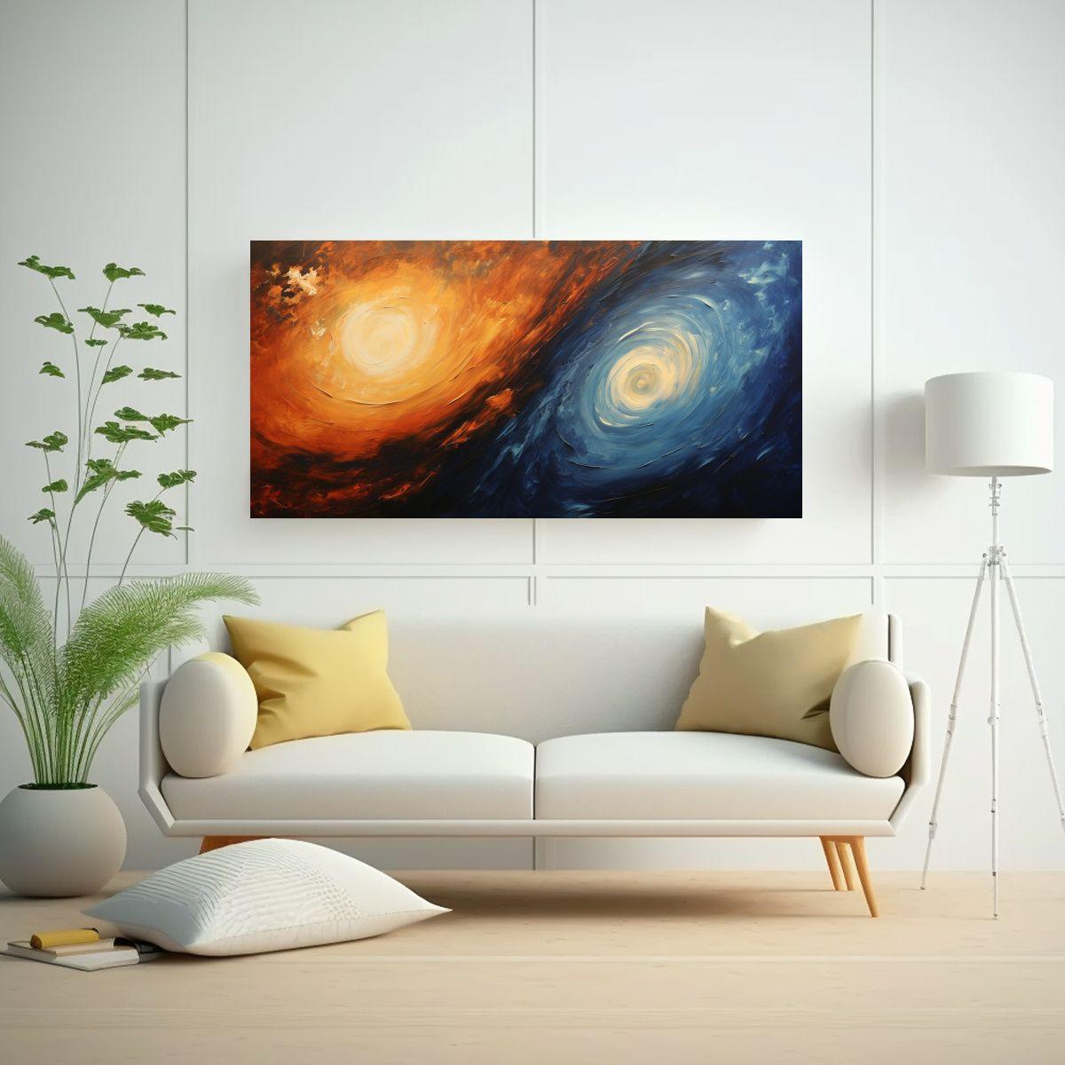 Arte De Pared Diseño Obra Maestra Espiral Azul Y  160x80cm-2