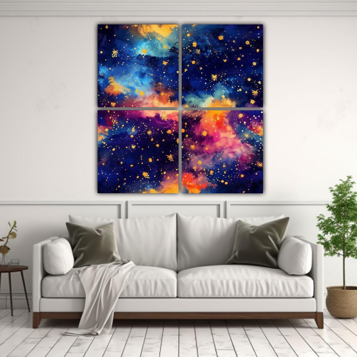 Cuatro Telas En Bastidor Tema Contraste 60x60 Cm-2