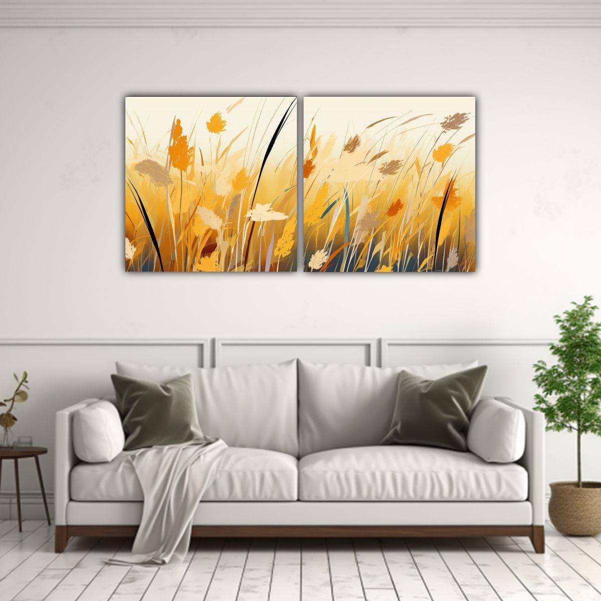 Pinturas Decorativas De Dos Cuadros Composición 120x60 Cm-2