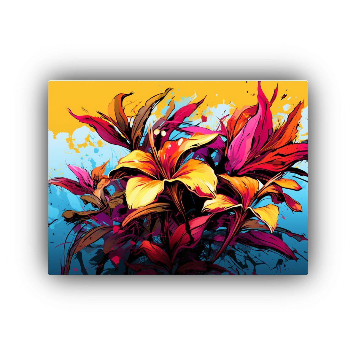 Pintura Decorativa: Árbol Tropical En Colores Vibrantes Y A 75x50cm-0