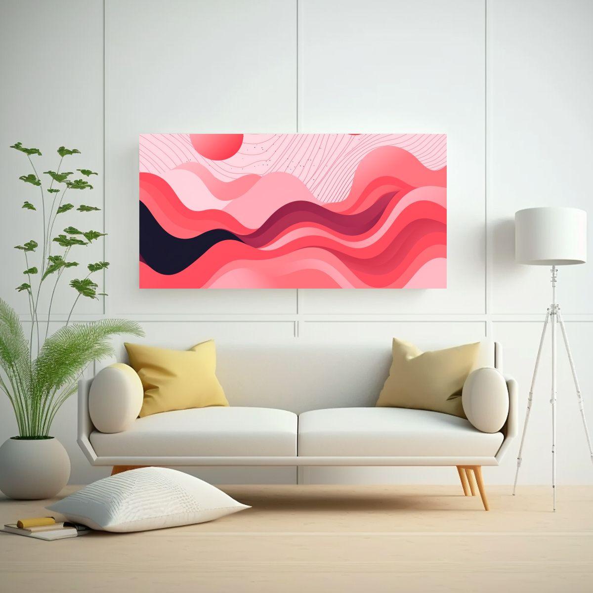 Cuadro Impreso Colorido En Fondo Rosa Abstracto 120x60cm-2