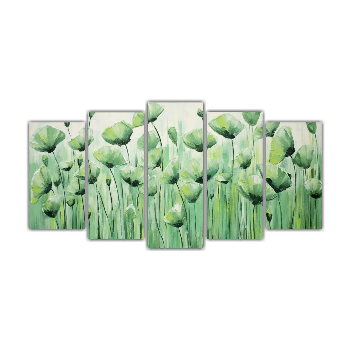Cuadros Hermoso Multicolor De Amapolas Verdes En 200x100 Cm-0