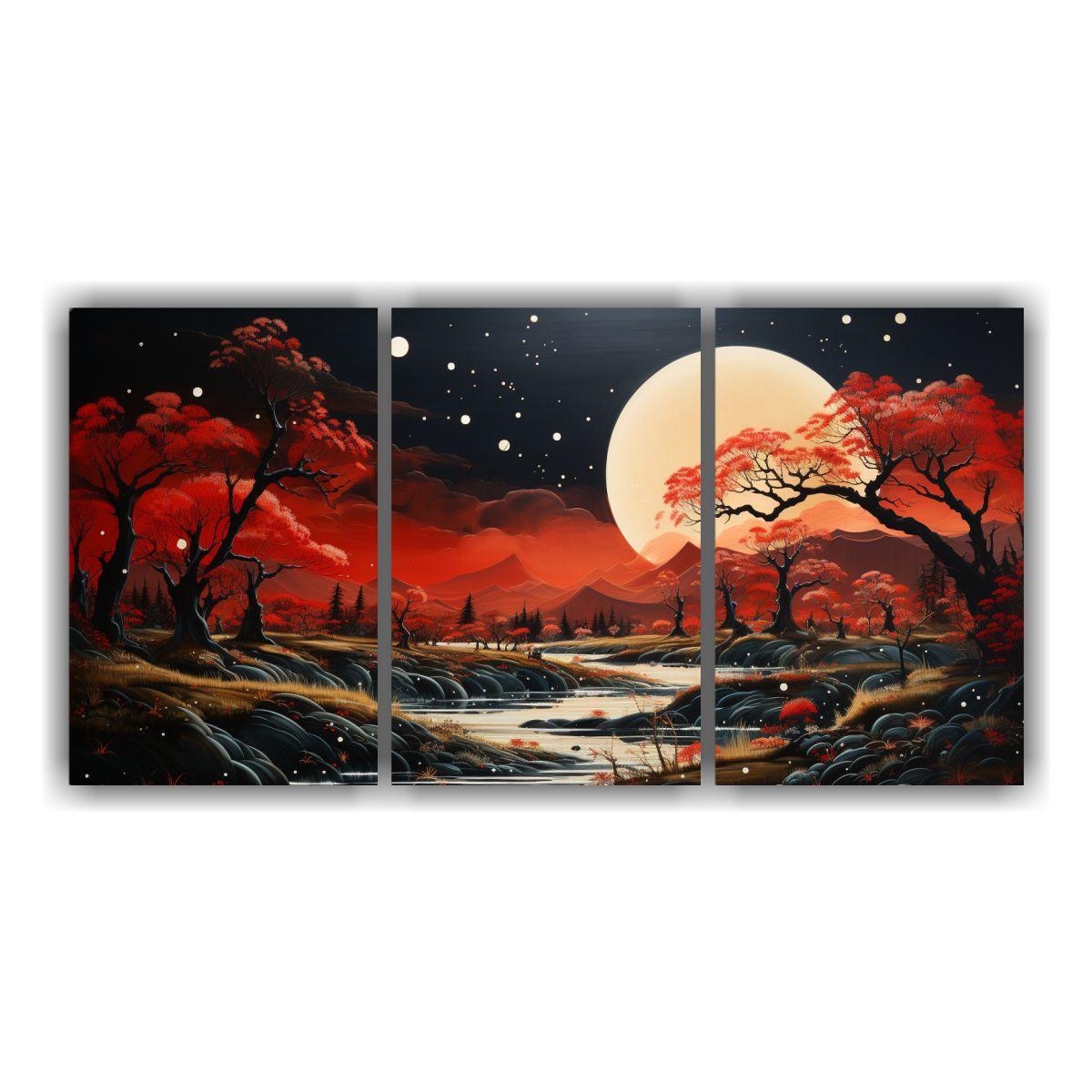 Pintura Expresión Majestuosas Lienzos Con Luna 150x75 Cm-0