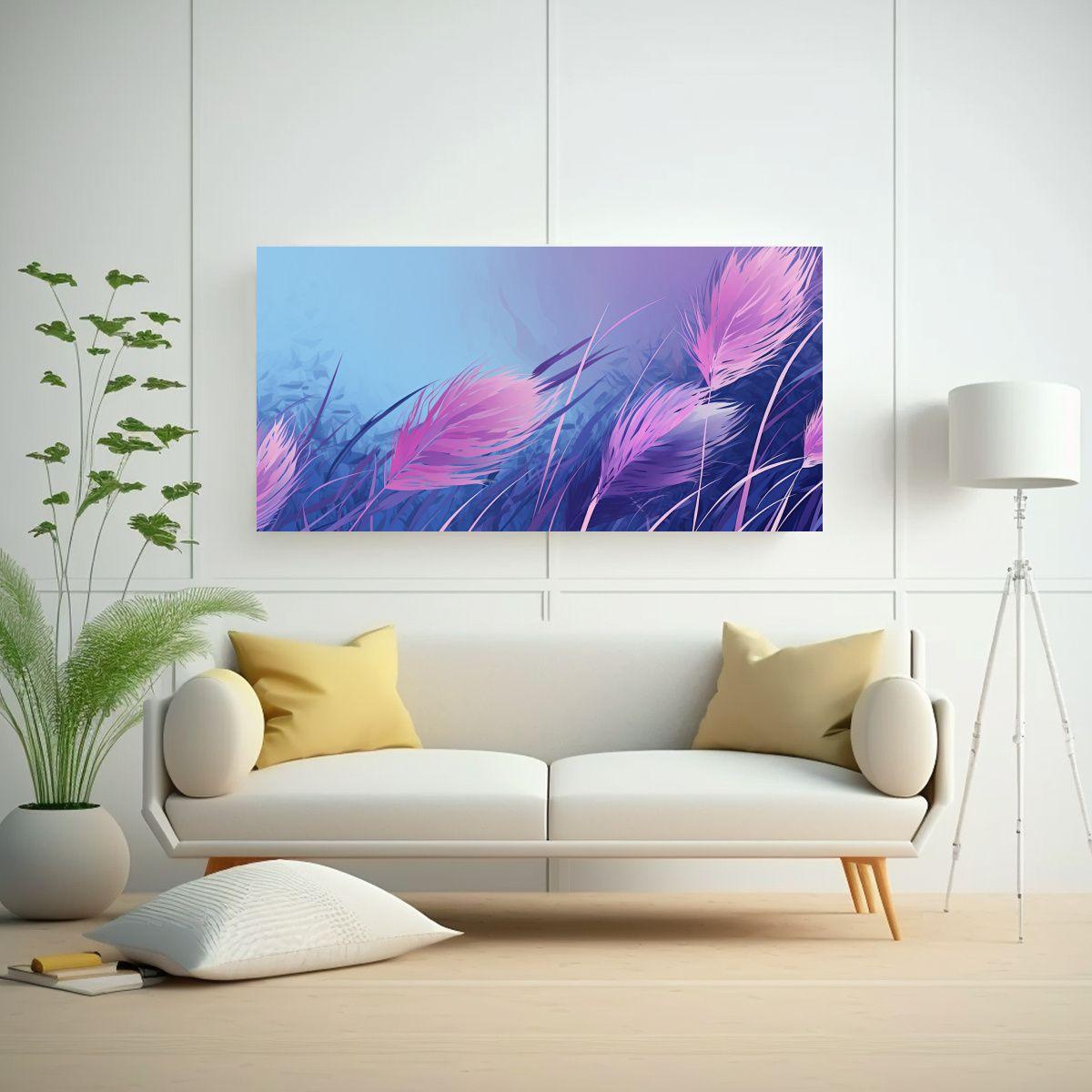Pinturas Decorativas: Pampas Grass En Tonos Morado 40x20cm-2