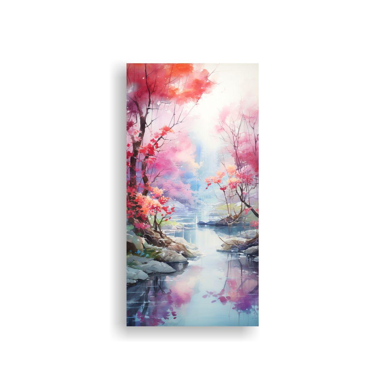 Paisaje Acuarela Abstracta En Lienzo 50x100cm-0