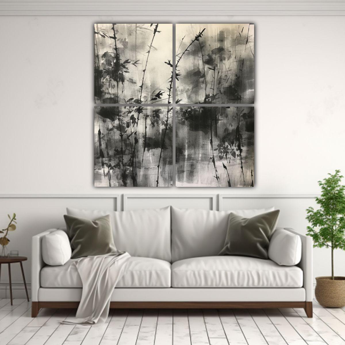 Cuatro Cuadros Conceptuales: Visión Abstracta 200x200 Cm-2