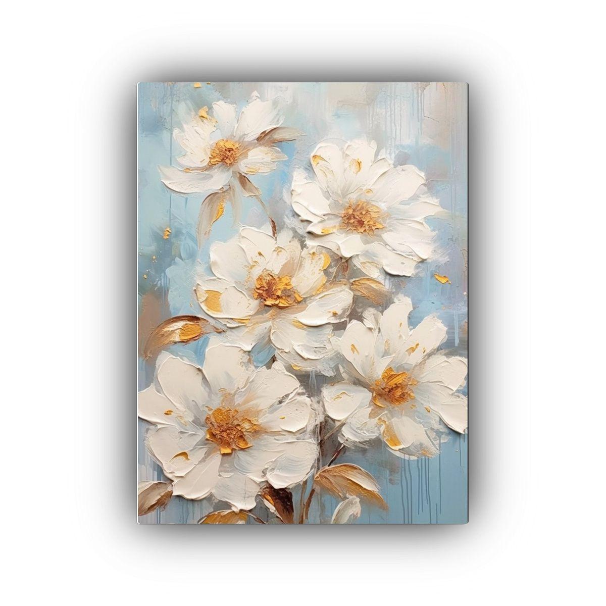 Pintura Al óleo De Flores Grandes Y Pequeñas En 80x120cm-0