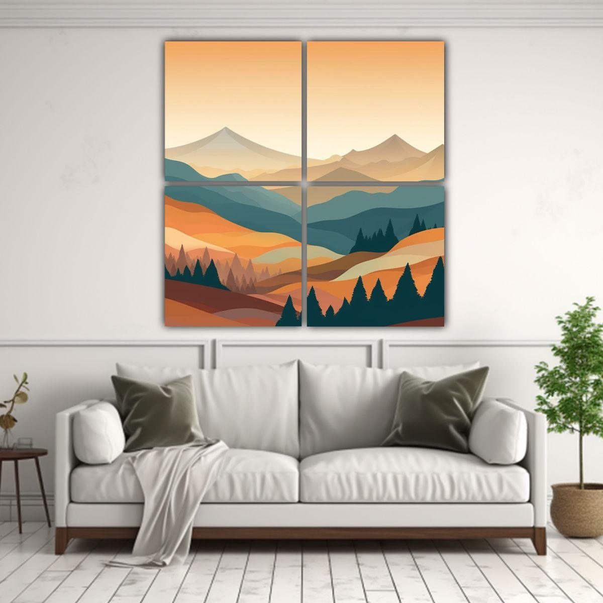 Cuatro Canvas Espectacular Mágico Arte 120x120 Cm-2