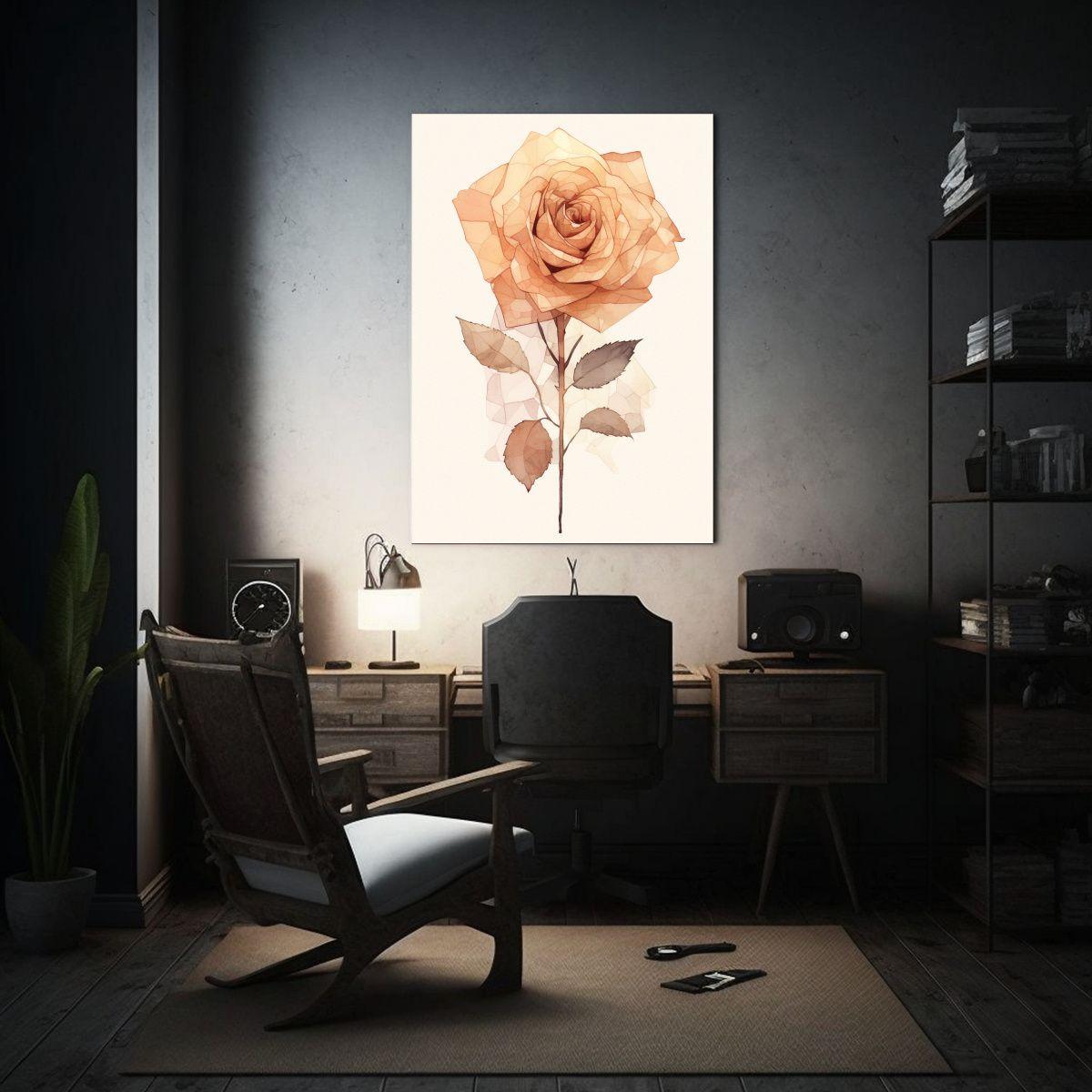 Dibujo De Una Linda Rosa Sobre Fondo Blanco Arte 50x75cm-2