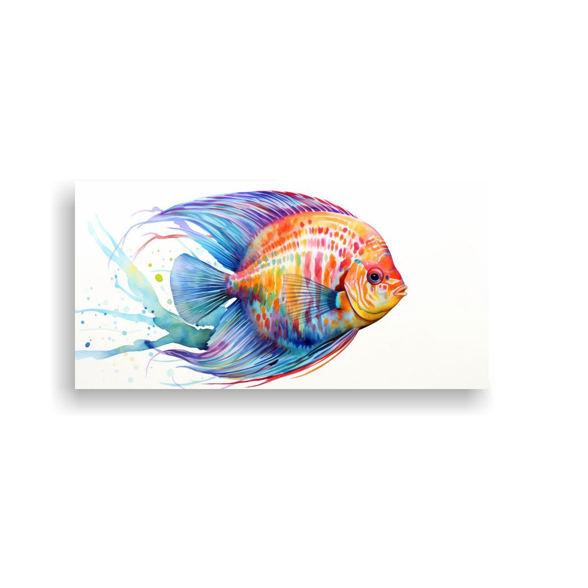 Pintura Acuarela Estilo Pez Disco Colores 160x80cm-0
