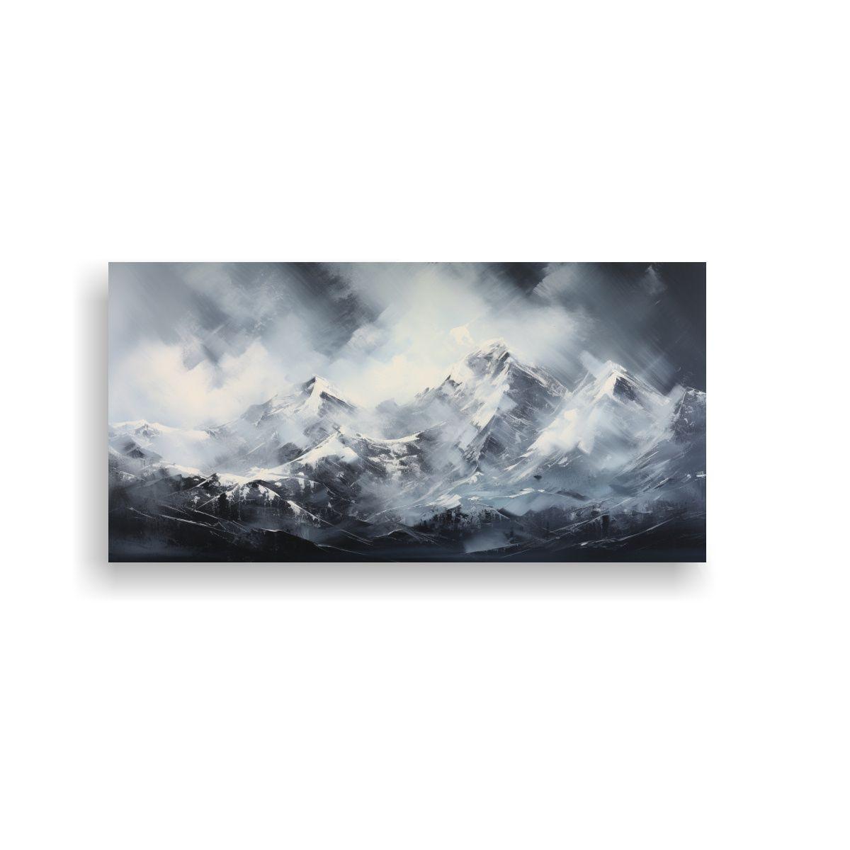 Cuadro Abstracto De Majestuosas Montañas Nevadas 120x60cm-0