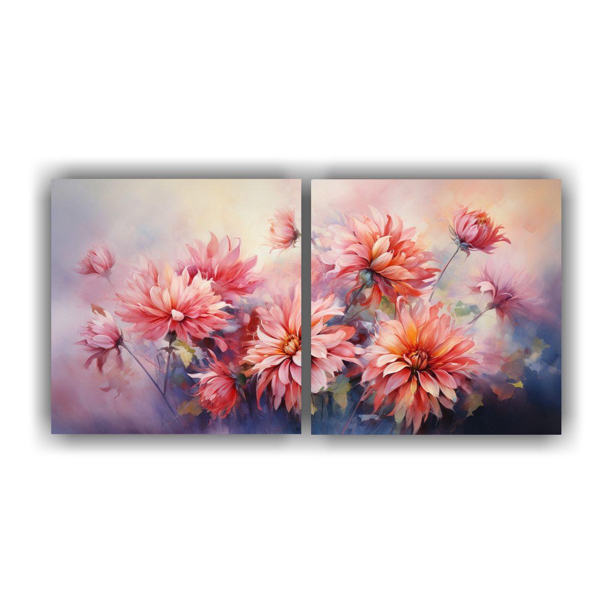 Pintura Mural De Composiciones Con Crisantemos 40x20 Cm-0