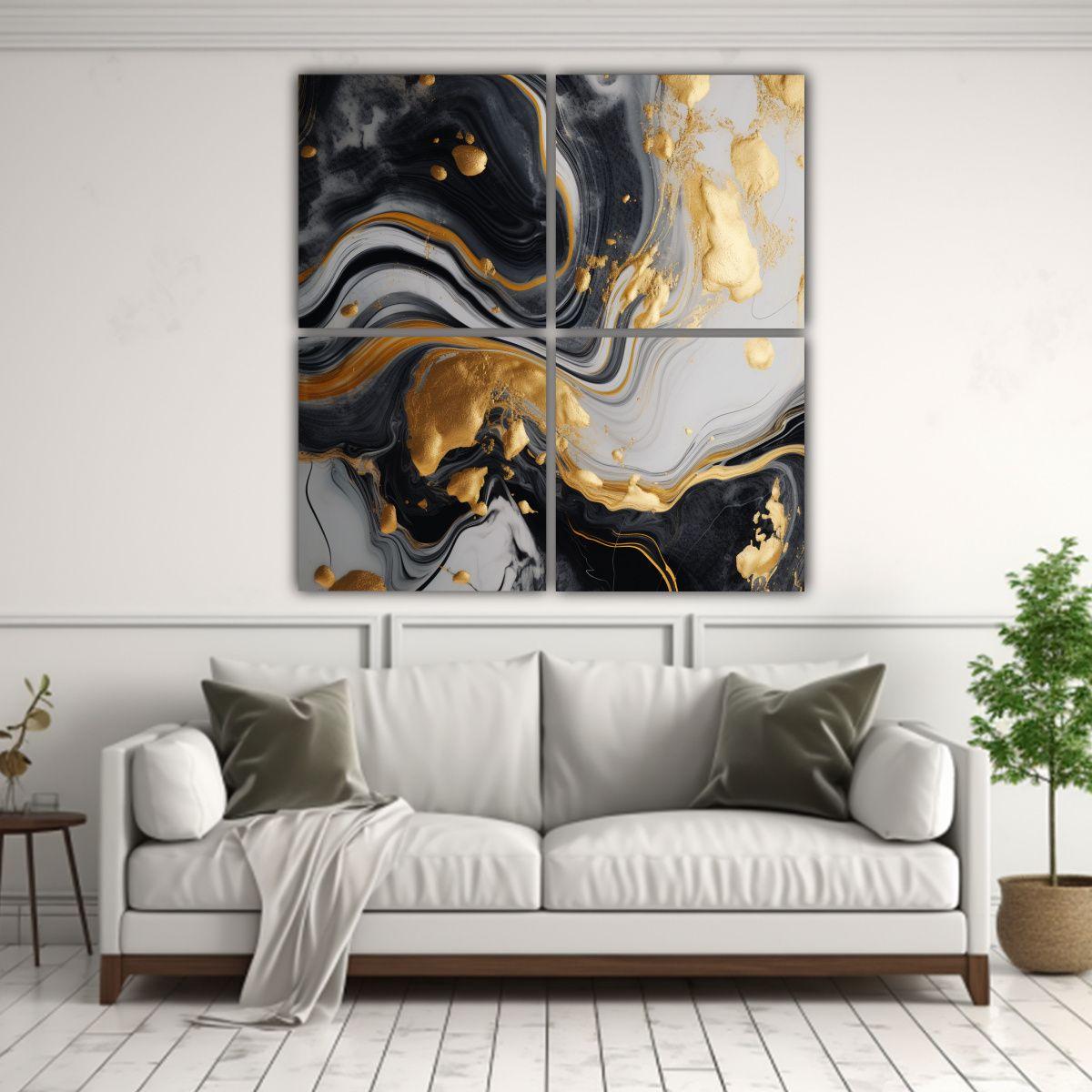Arte De Decoración En Lienzo Con Reflejo De 180x180 Cm-2