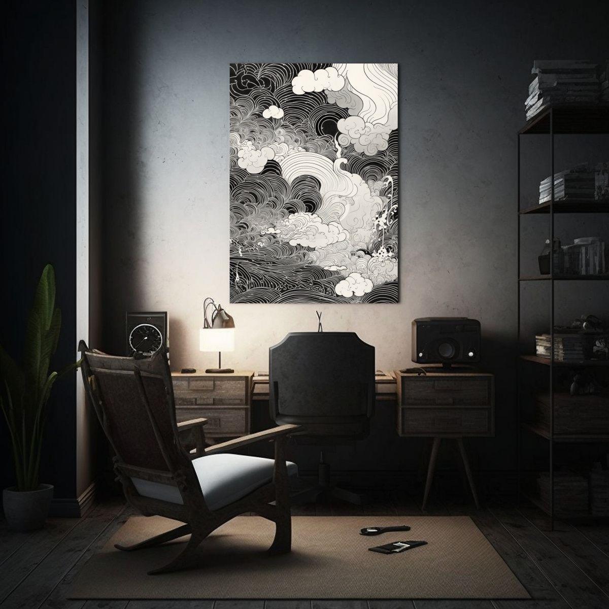 Cuadro Cuadro Con Esquemas De Líneas Onduladas 80x120cm-2