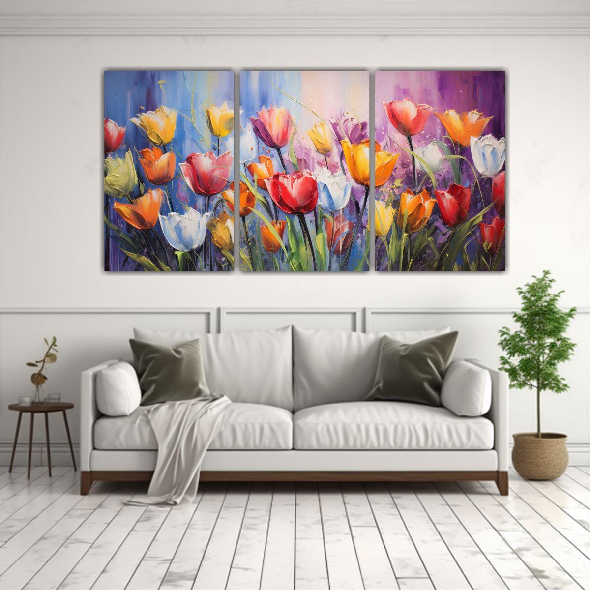 Cuadro Tríptico Combinación De Colores 180x90 Cm-2