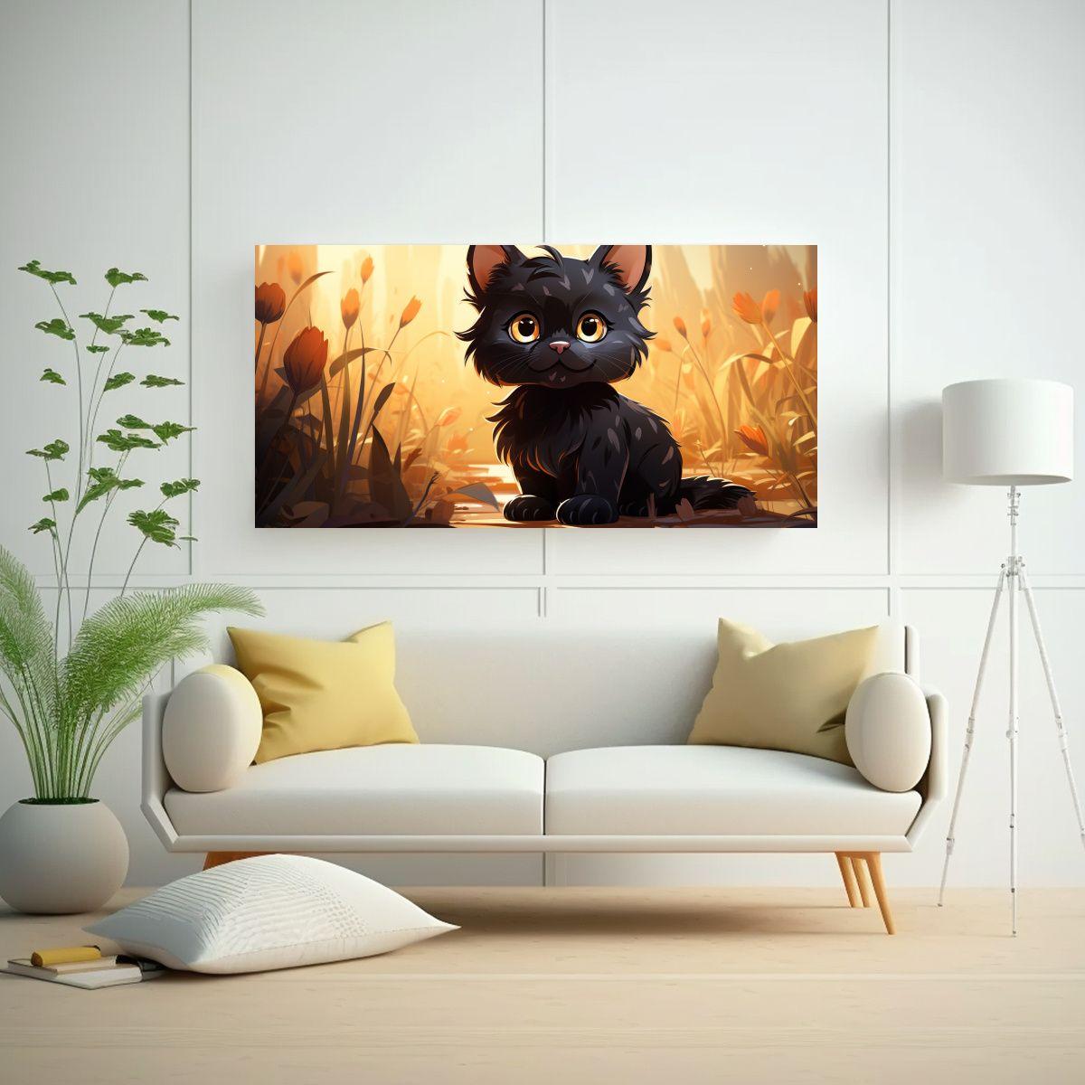 Cuadros Decorativos De Gatitos Negros Adorables 100x50cm-2