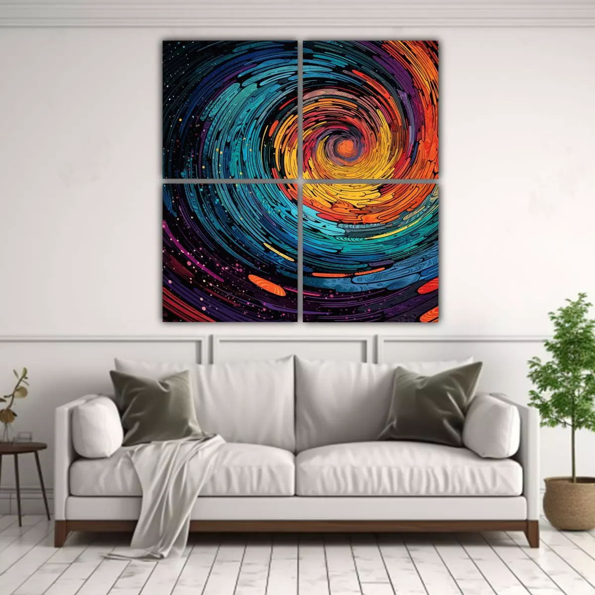 Cuatro Lienzos De Tela Decoración Clásico 80x80 Cm-2